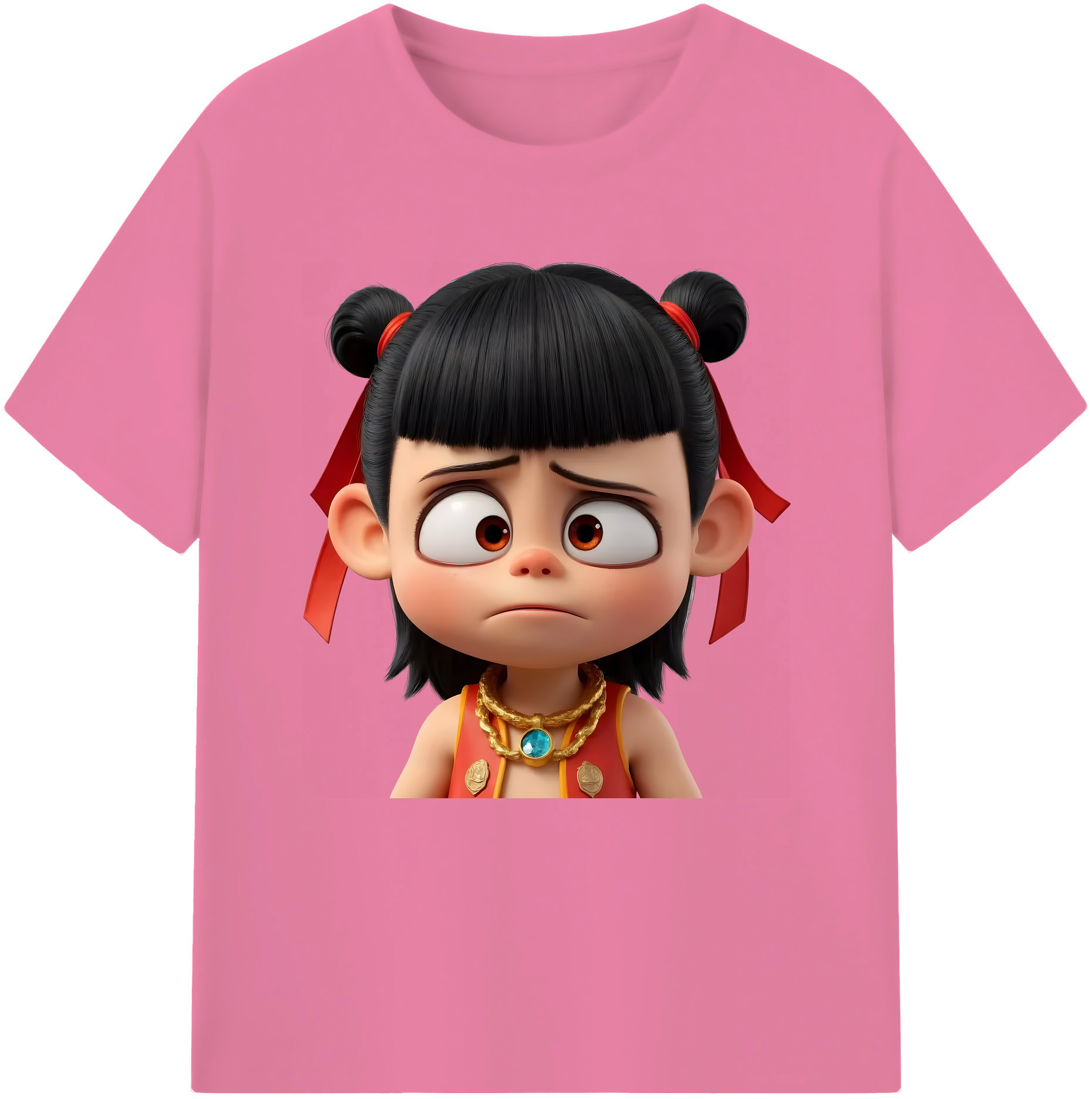 （画像用） Ne Zha 2 ナタ 魔童の大暴れ 綿100％半袖Tシャツ（フロントプリント）
